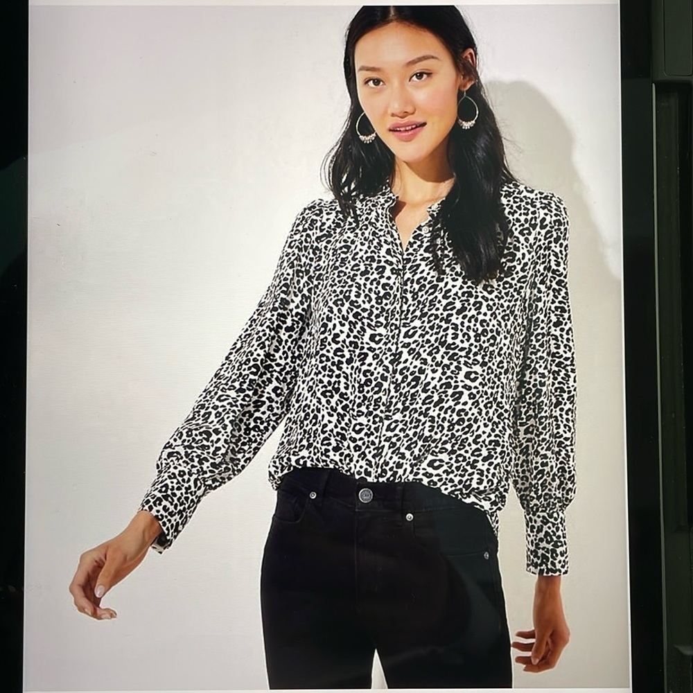 LOFT Leopard Print Blouse Size Small